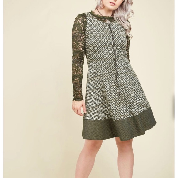 EUC Olive A-line dress, L - Picture 3 of 3